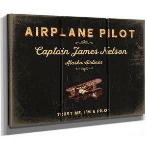 Personalized Airplane Pilot Sign, Trust Me, I'm a Pilot, Black & Gold, image 14
