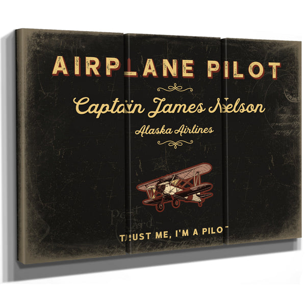 Personalized Airplane Pilot Sign, Trust Me, I'm a Pilot, Black & Gold, image 14