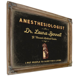 Personalized Anesthesiologist Sign, I Put People to Sleep for a Living, Black & Gold, image 6