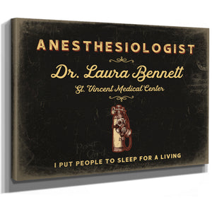 Personalized Anesthesiologist Sign, I Put People to Sleep for a Living, Black & Gold, image 8