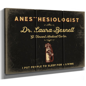Personalized Anesthesiologist Sign, I Put People to Sleep for a Living, Black & Gold, image 14