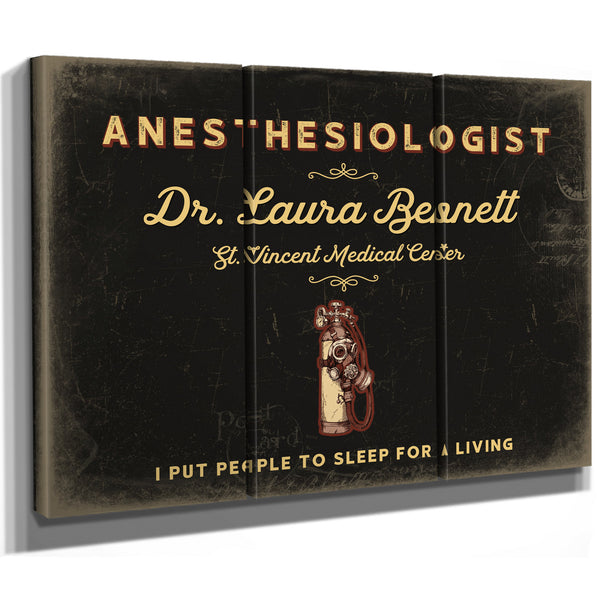 Personalized Anesthesiologist Sign, I Put People to Sleep for a Living, Black & Gold, image 14
