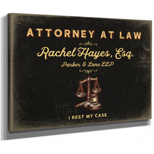 Personalized Attorney at Law Sign, I Rest My Case, Black & Gold, image 8