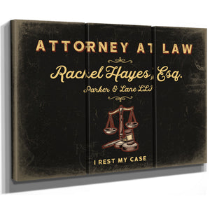 Personalized Attorney at Law Sign, I Rest My Case, Black & Gold, image 14