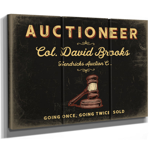 Personalized Auctioneer Sign, Going Once, Going Twice, Sold, Black & Gold, image 14