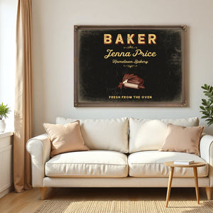 Personalized Baker Sign, Fresh From the Oven, Black & Gold, image 5