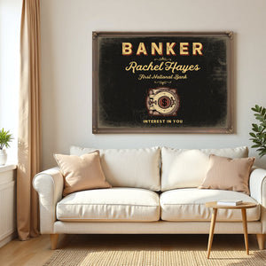 Personalized Banker Sign, Interest in You, Black & Gold, image 5