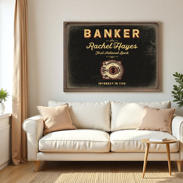 Personalized Banker Sign, Interest in You, Black & Gold, image 5