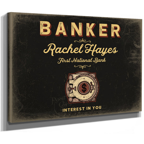 Personalized Banker Sign, Interest in You, Black & Gold, image 8