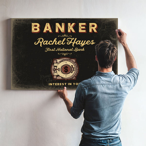 Personalized Banker Sign, Interest in You, Black & Gold, image 9