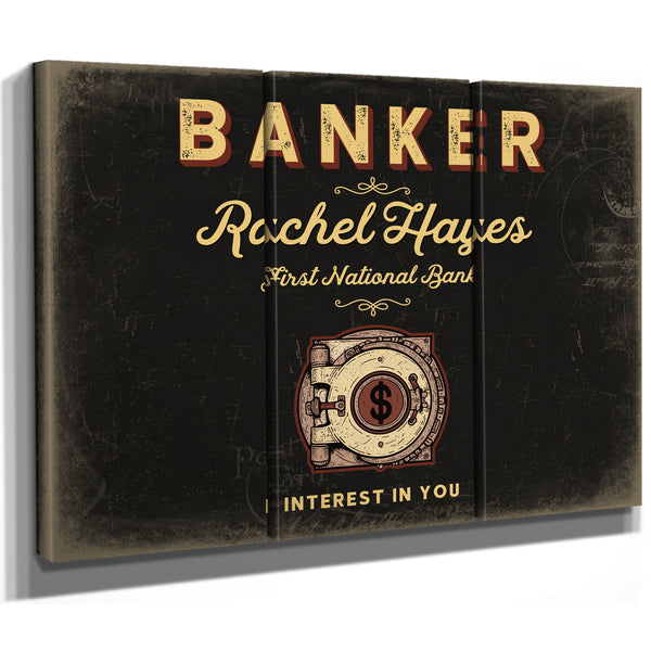 Personalized Banker Sign, Interest in You, Black & Gold, image 14