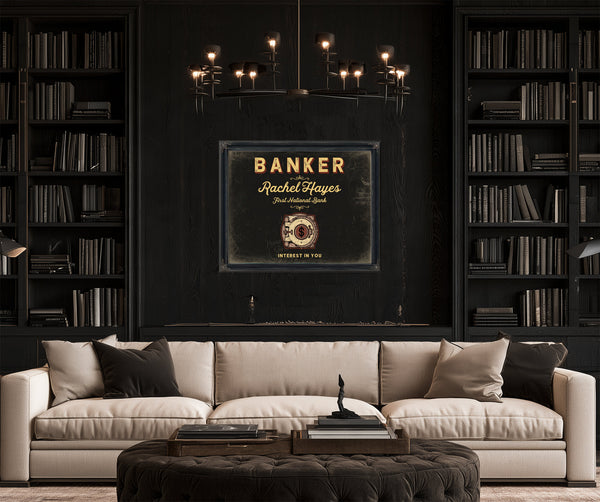 Personalized Banker Sign, Interest in You, Black & Gold, image 16