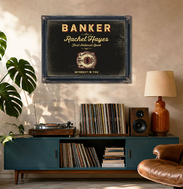 Personalized Banker Sign, Interest in You, Black & Gold, image 20