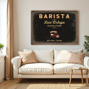 Personalized Barista Sign, But First, Coffee, Black & Gold, image 5