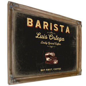 Personalized Barista Sign, But First, Coffee, Black & Gold, image 6