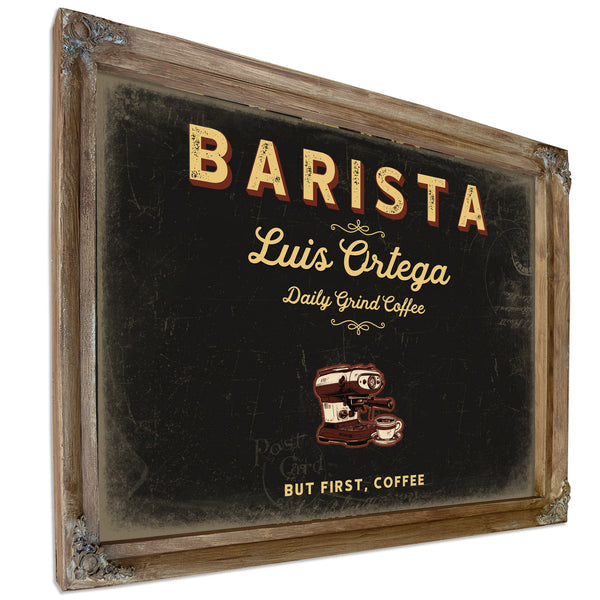 Personalized Barista Sign, But First, Coffee, Black & Gold, image 6