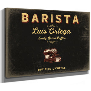 Personalized Barista Sign, But First, Coffee, Black & Gold, image 8
