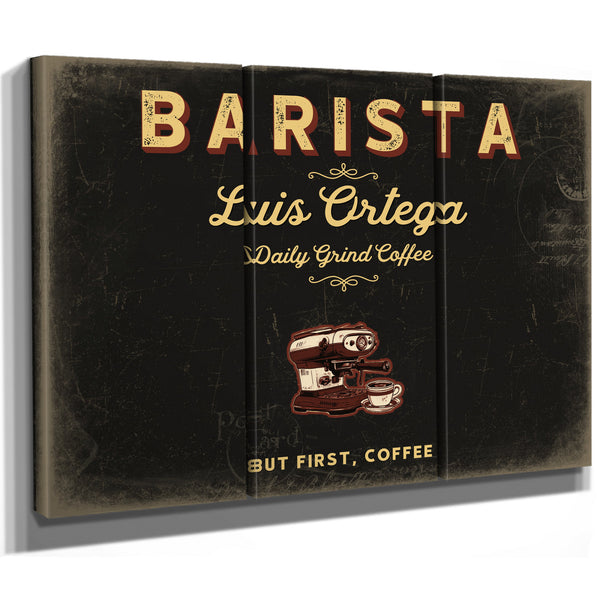 Personalized Barista Sign, But First, Coffee, Black & Gold, image 14