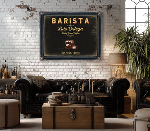 Personalized Barista Sign, But First, Coffee, Black & Gold, image 18