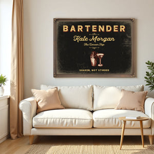 Personalized Bartender Sign, Shaken, Not Stirred, Black & Gold, image 5