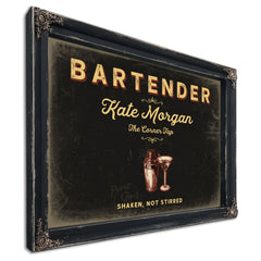 Personalized Bartender Sign, Shaken, Not Stirred, Black & Gold, image 1