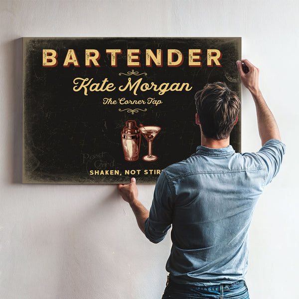 Personalized Bartender Sign, Shaken, Not Stirred, Black & Gold, image 9
