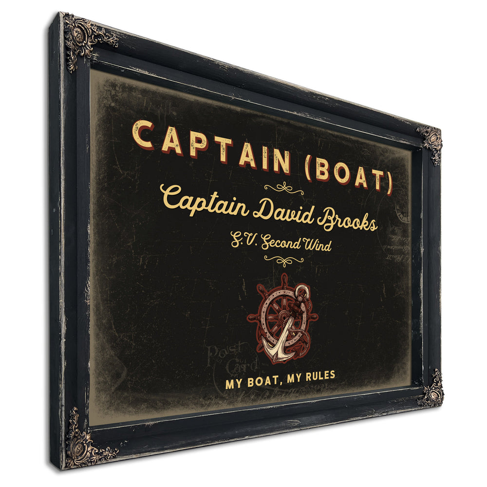 Personalized Boat Captain Sign, My Boat, My Rules, Black & Gold, image 1