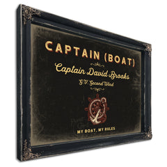 Personalized Boat Captain Sign, My Boat, My Rules, Black & Gold, image 1