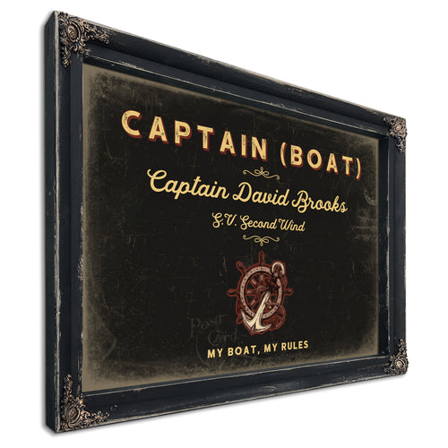 Personalized Boat Captain Sign, My Boat, My Rules, Black & Gold, image 1