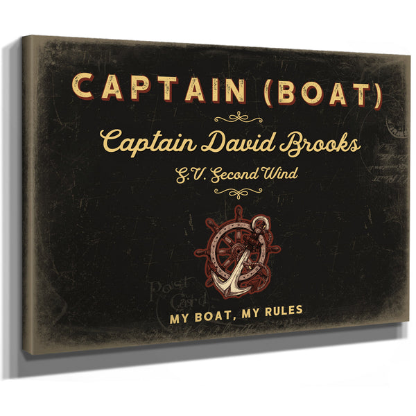 Personalized Boat Captain Sign, My Boat, My Rules, Black & Gold, image 8