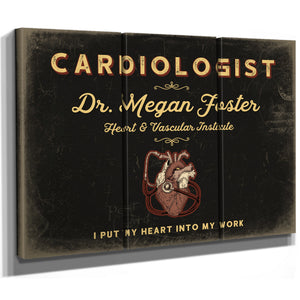 Personalized Cardiologist Sign, I Put My Heart Into My Work, Black & Gold, image 14