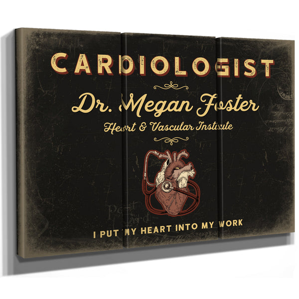 Personalized Cardiologist Sign, I Put My Heart Into My Work, Black & Gold, image 14