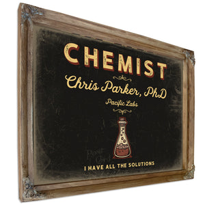 Personalized Chemist Sign, I Have All the Solutions, Black & Gold, image 6