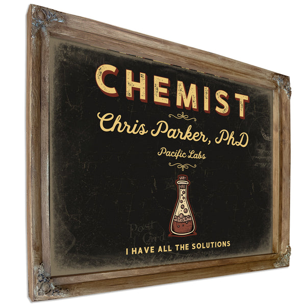 Personalized Chemist Sign, I Have All the Solutions, Black & Gold, image 6