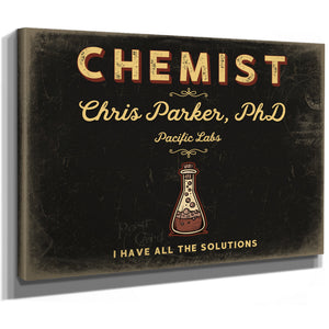 Personalized Chemist Sign, I Have All the Solutions, Black & Gold, image 8