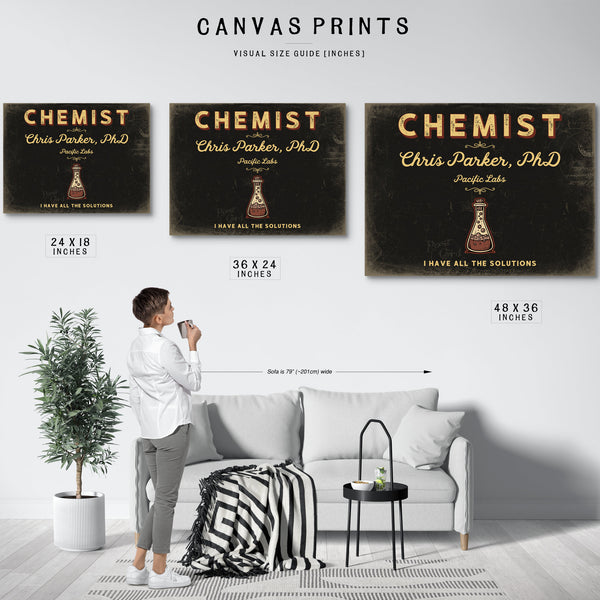 Personalized Chemist Sign, I Have All the Solutions, Black & Gold, image 10