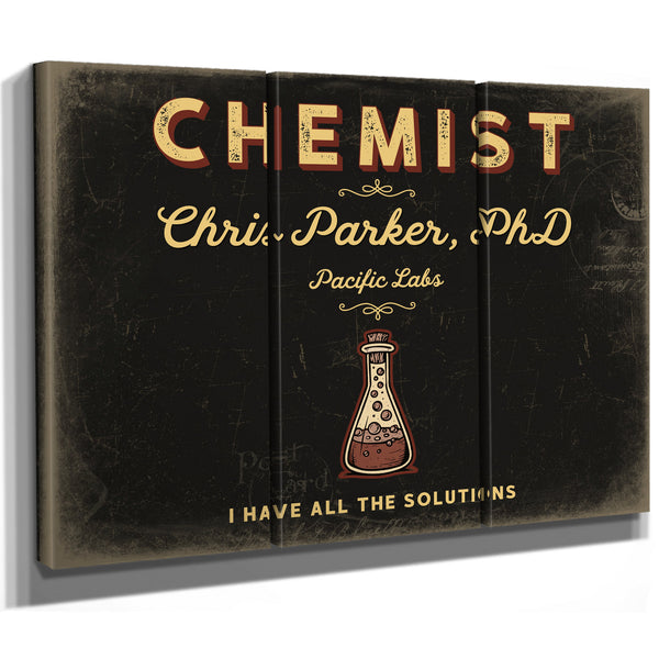 Personalized Chemist Sign, I Have All the Solutions, Black & Gold, image 14