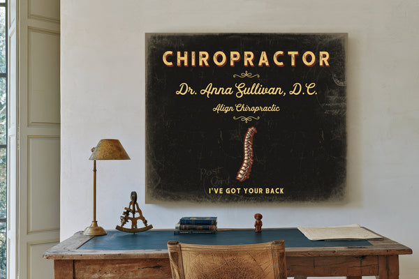 Personalized Chiropractor Sign, I've Got Your Back, Black & Gold, image 2