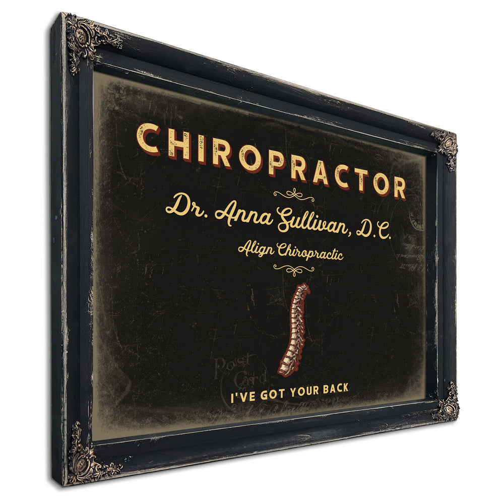 Personalized Chiropractor Sign, I've Got Your Back, Black & Gold, image 1