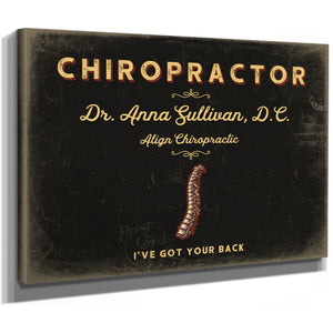 Personalized Chiropractor Sign, I've Got Your Back, Black & Gold, image 8