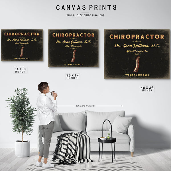 Personalized Chiropractor Sign, I've Got Your Back, Black & Gold, image 10