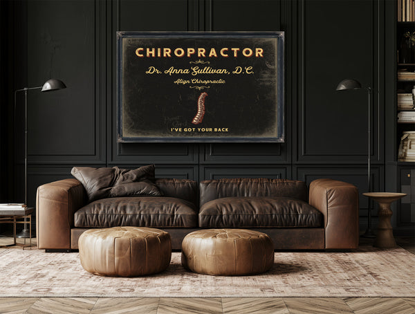 Personalized Chiropractor Sign, I've Got Your Back, Black & Gold, image 17