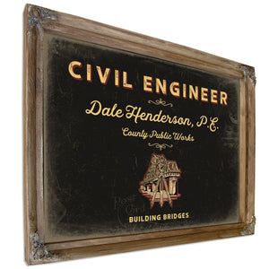Personalized Civil Engineer Sign, Building Bridges, Black & Gold, image 6