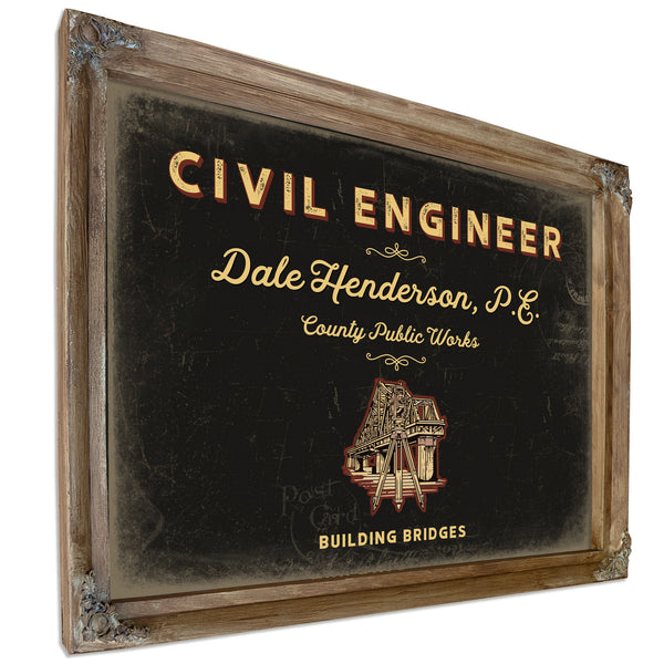 Personalized Civil Engineer Sign, Building Bridges, Black & Gold, image 6