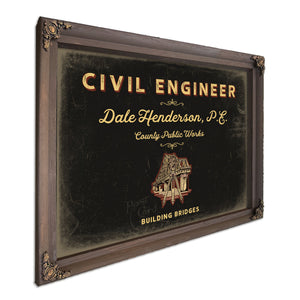 Personalized Civil Engineer Sign, Building Bridges, Black & Gold, image 7