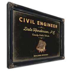 Personalized Civil Engineer Sign, Building Bridges, Black & Gold, image 1