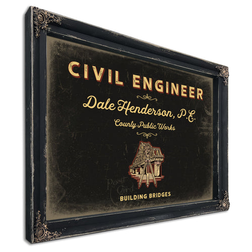 Personalized Civil Engineer Sign, Building Bridges, Black & Gold, image 1