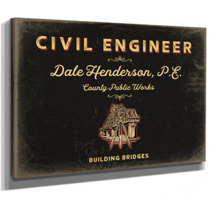 Personalized Civil Engineer Sign, Building Bridges, Black & Gold, image 8