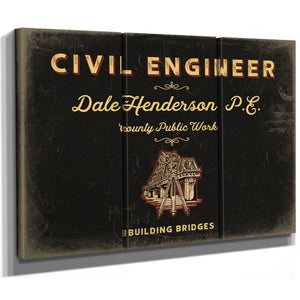Personalized Civil Engineer Sign, Building Bridges, Black & Gold, image 14