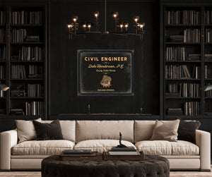 Personalized Civil Engineer Sign, Building Bridges, Black & Gold, image 16